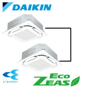 ダイキン 業務用エアコン EcoZEAS 天井カセット4方向 S-ラウンドフロー ストリーマZEAS 4馬力 同時ツイン 標準省エネ